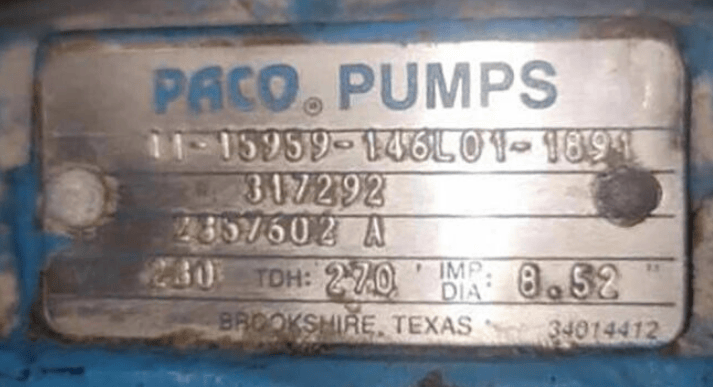 PACO Paco Centrifugal Pump 11-15959-146L01-1891, 1.5